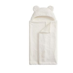 Pottery Barn Kids Bear Faux Fur Baby Hooded Towel White